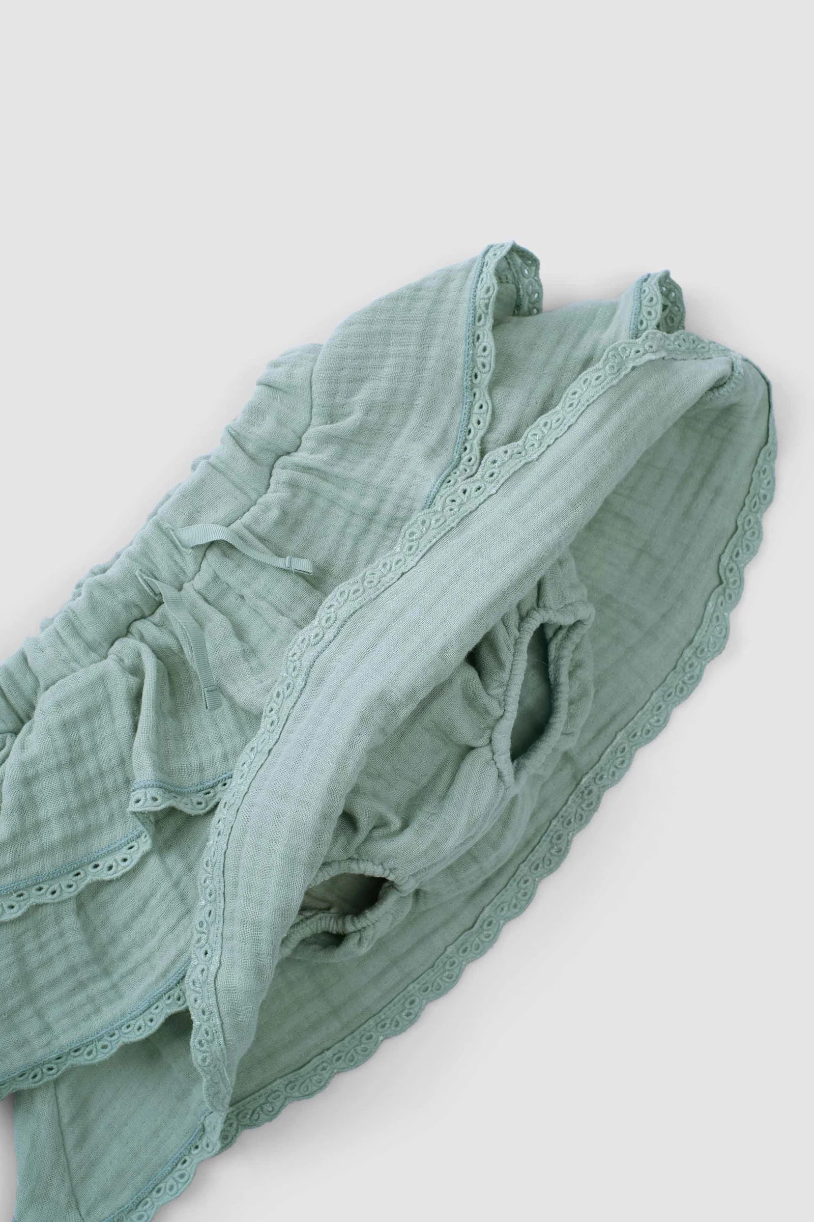 Organic Cotton Muslin Tiered Skirt with Bloomer - Green