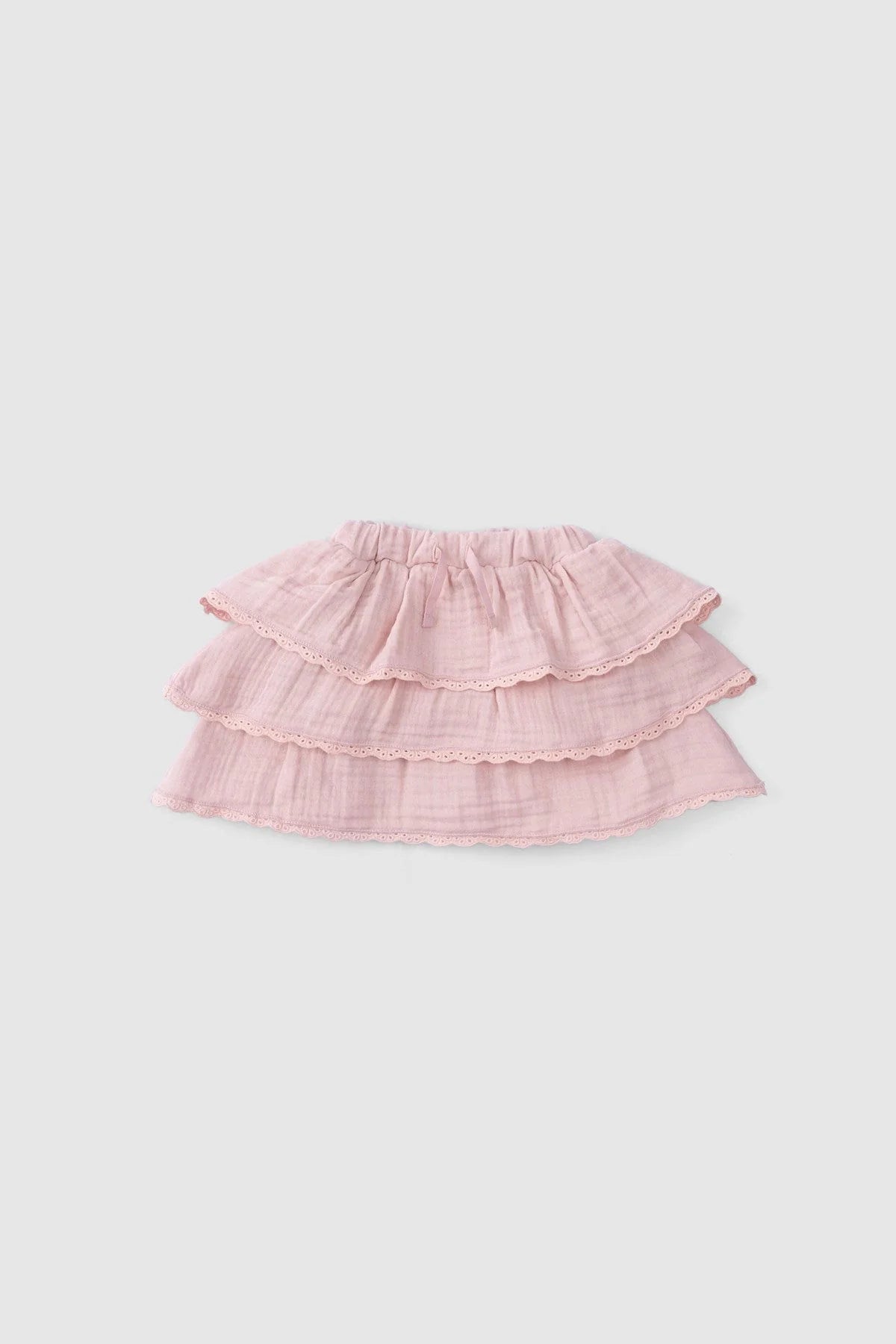 Organic Cotton Muslin Tiered Skirt with Bloomer - Pink