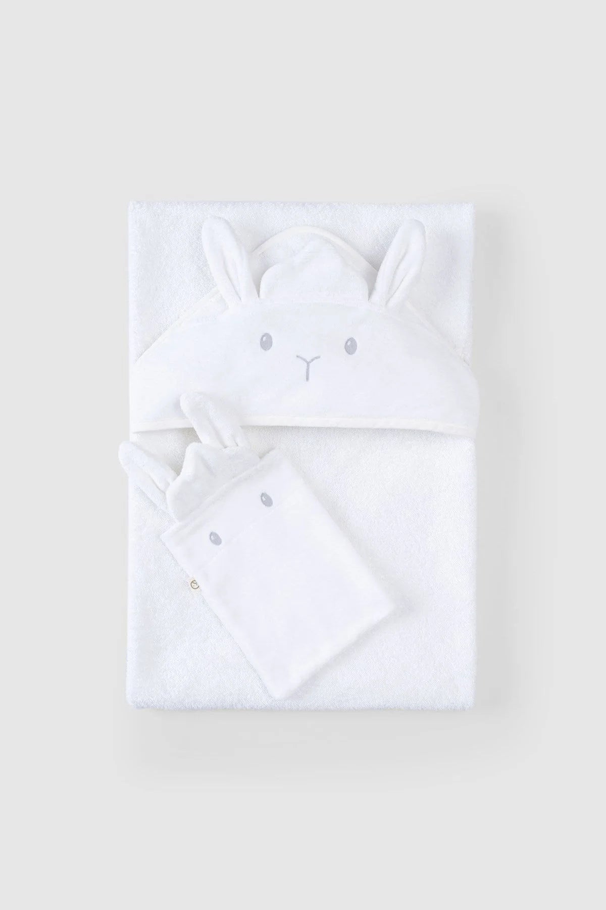Organic Cotton Baby Bathcape and Pouch Set - White