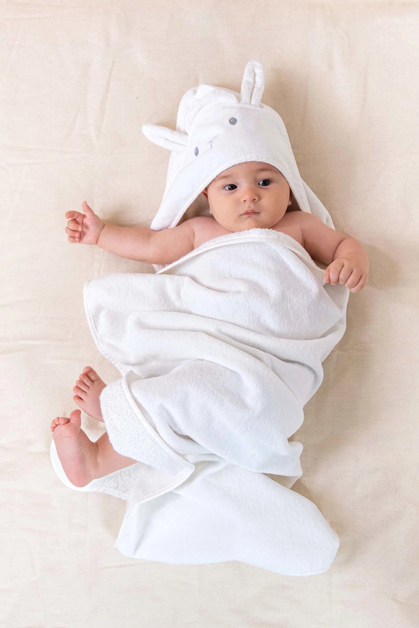 Organic Cotton Baby Bathcape and Pouch Set - White