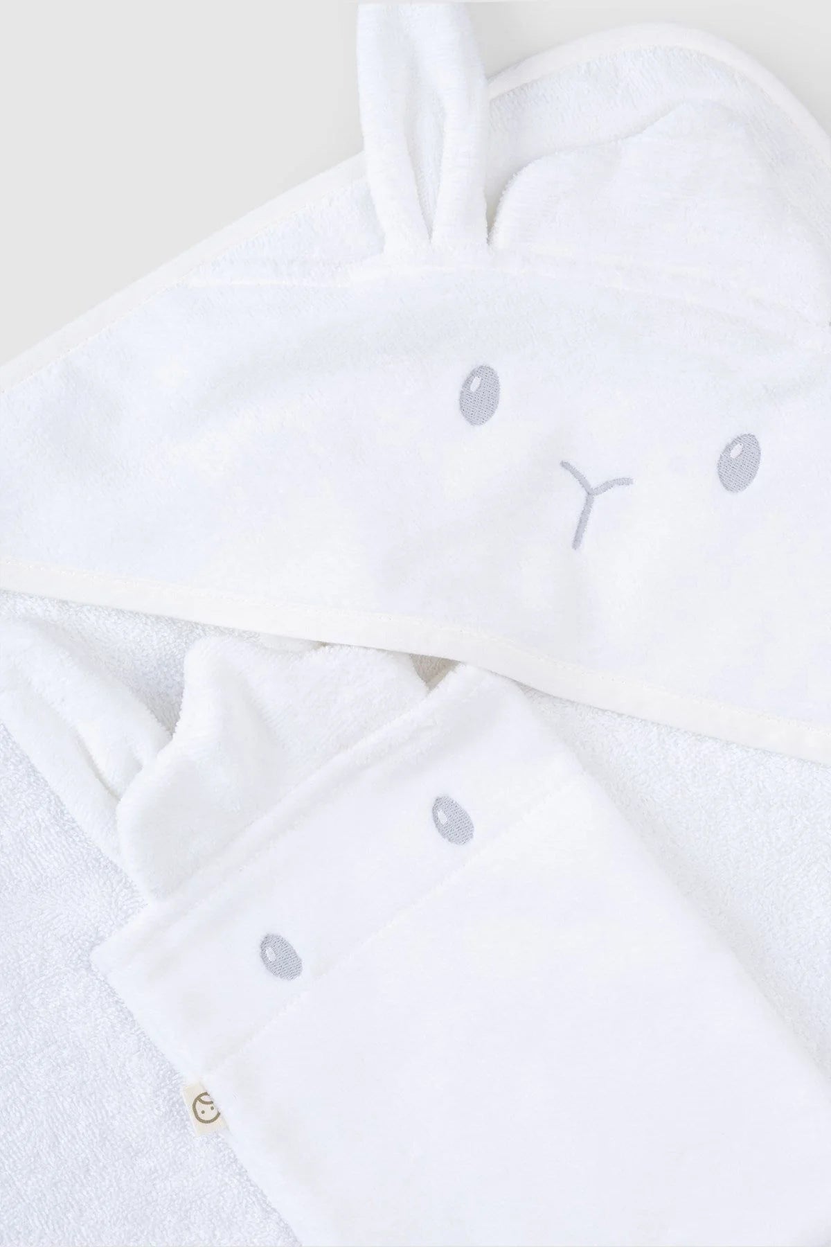 Organic Cotton Baby Bathcape and Pouch Set - White