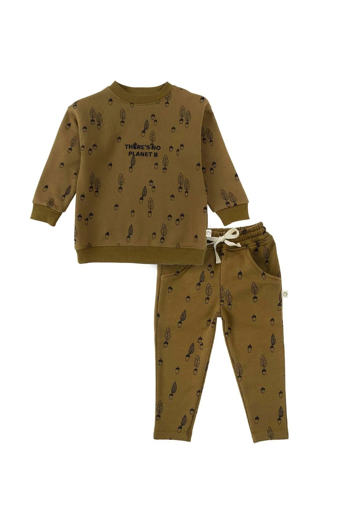 Organic Cotton Tracksuit Set - Khaki Hazelnut Pattern
