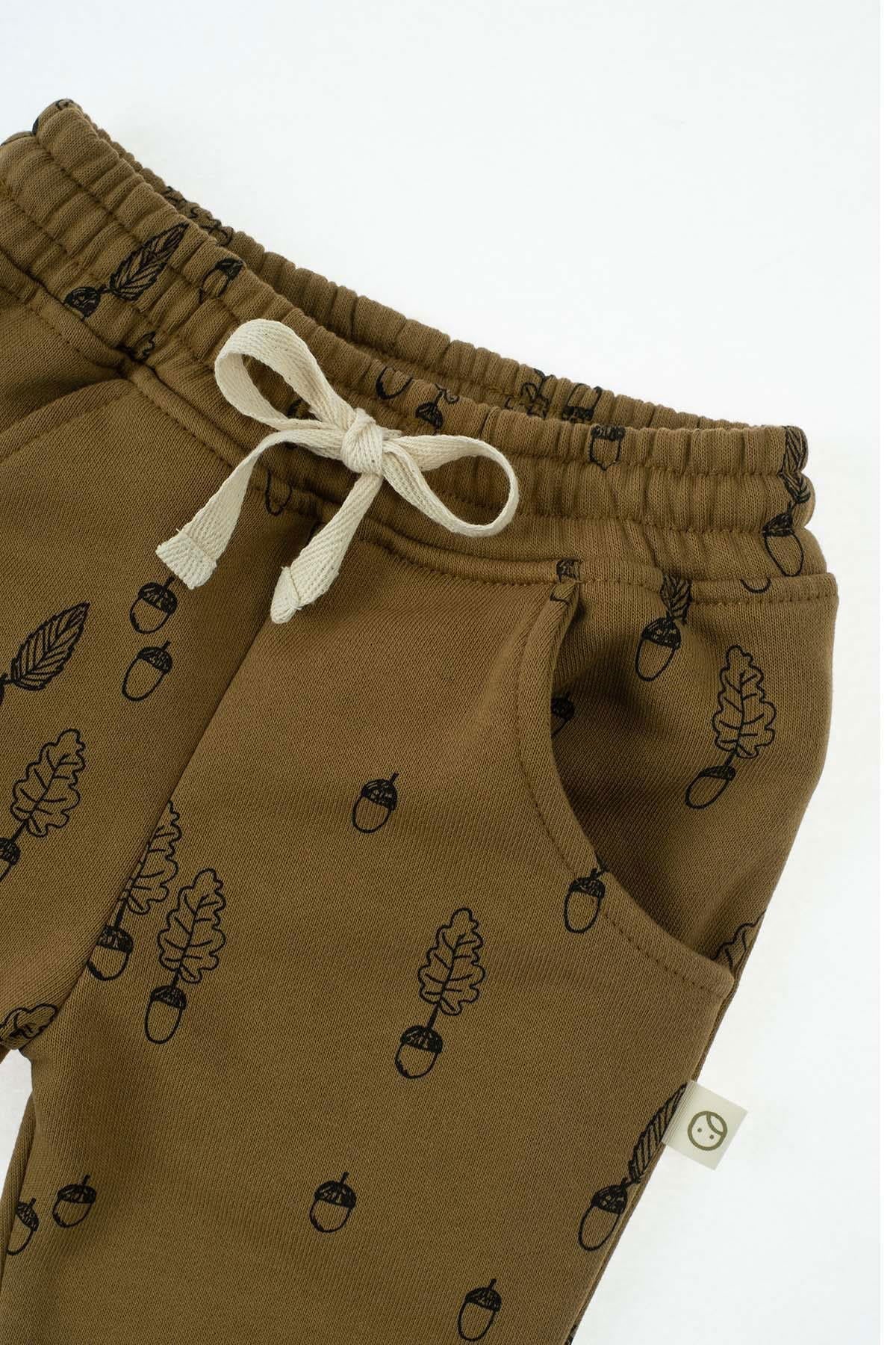 Organic Cotton Tracksuit Set - Khaki Hazelnut Pattern