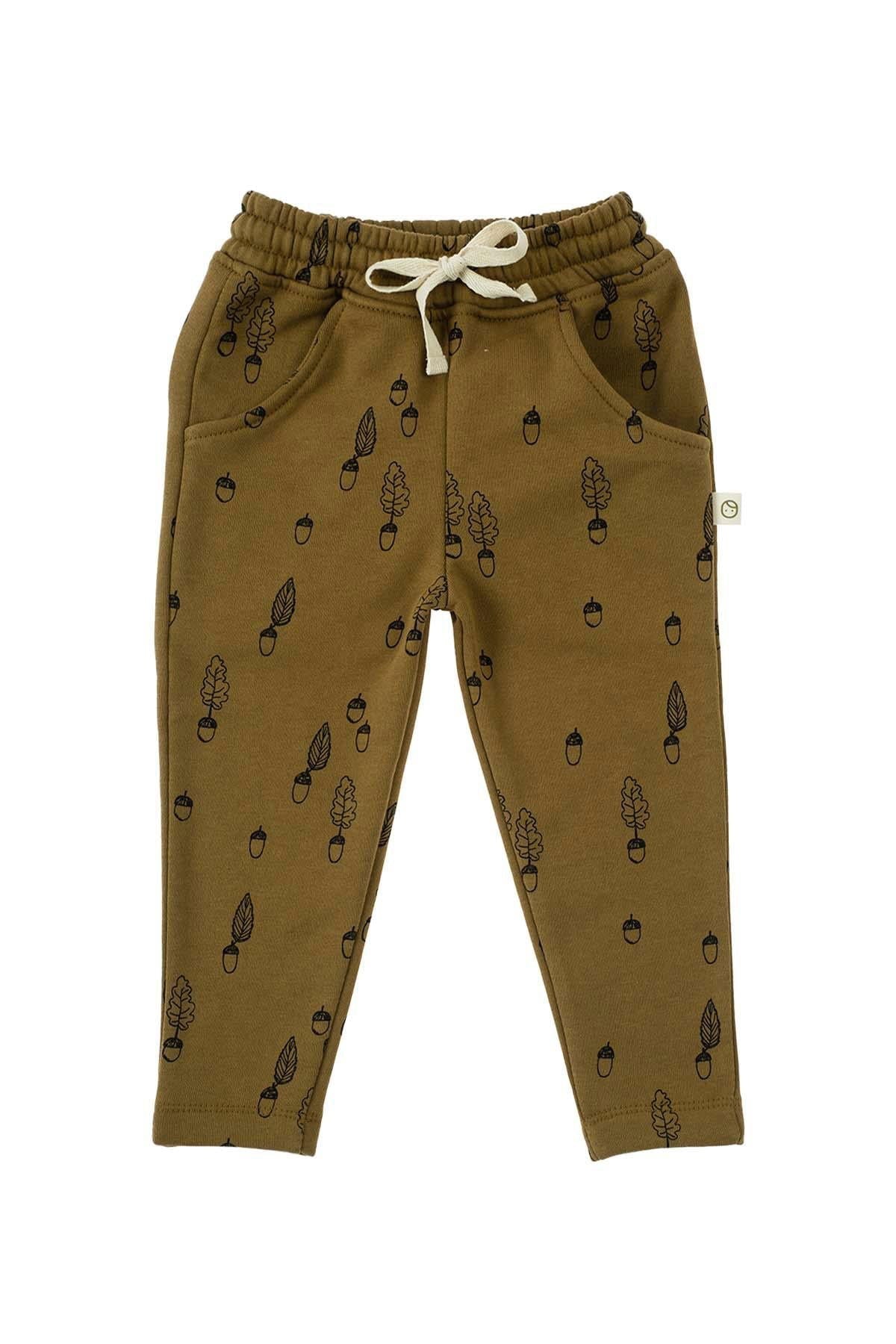 Organic Cotton Tracksuit Set - Khaki Hazelnut Pattern