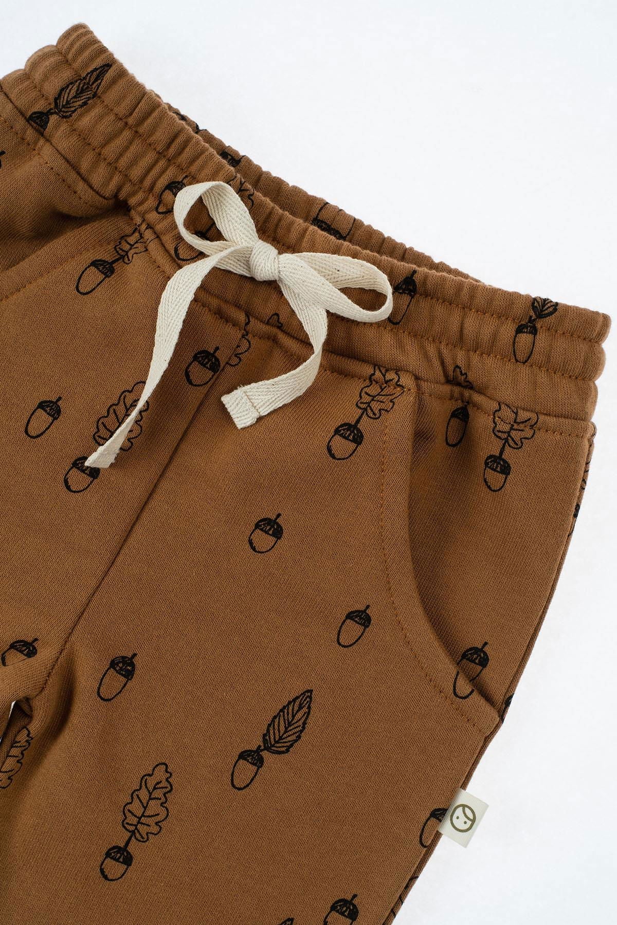 Organic Cotton Tracksuit Set - Brown Hazelnut Pattern