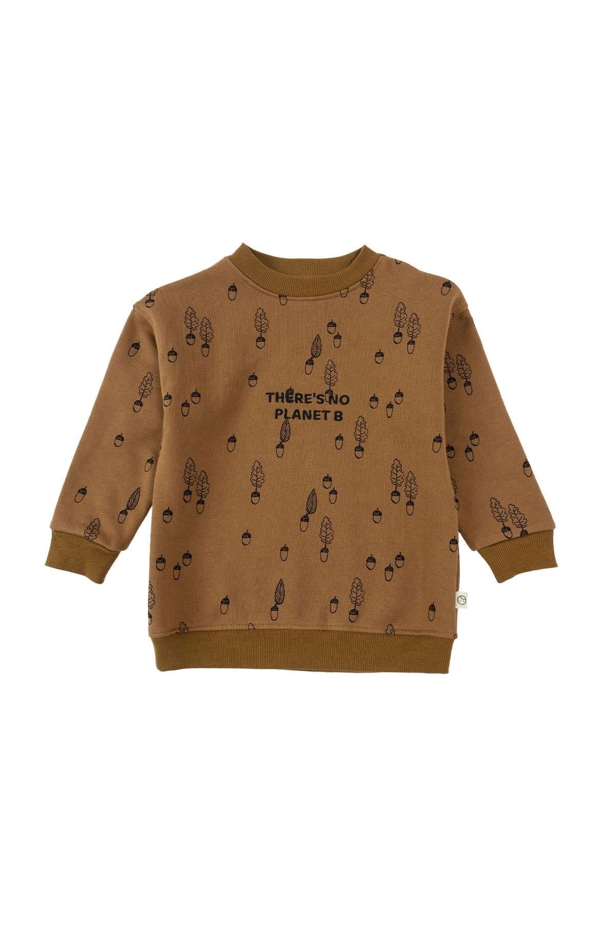 Organic Cotton Tracksuit Set - Brown Hazelnut Pattern