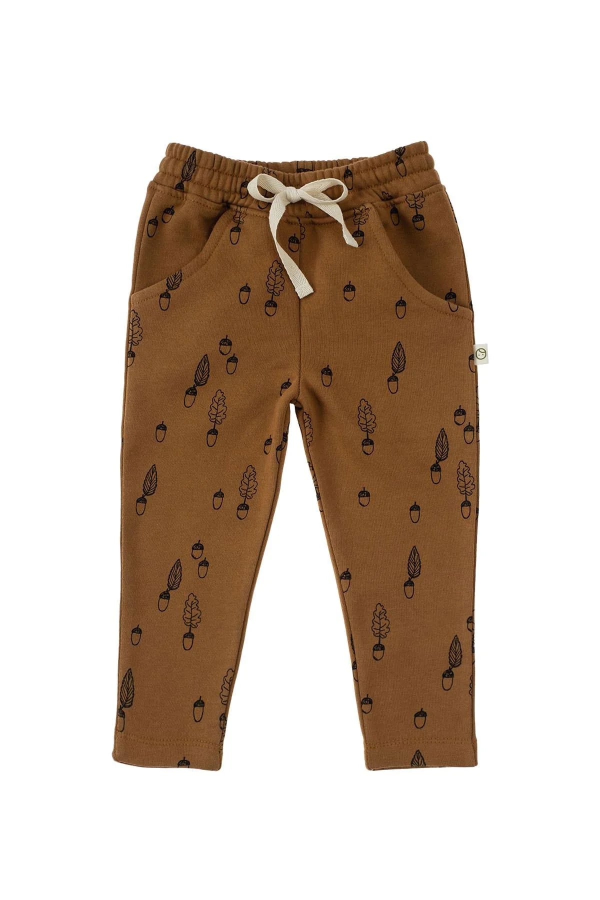 Organic Cotton Tracksuit Set - Brown Hazelnut Pattern