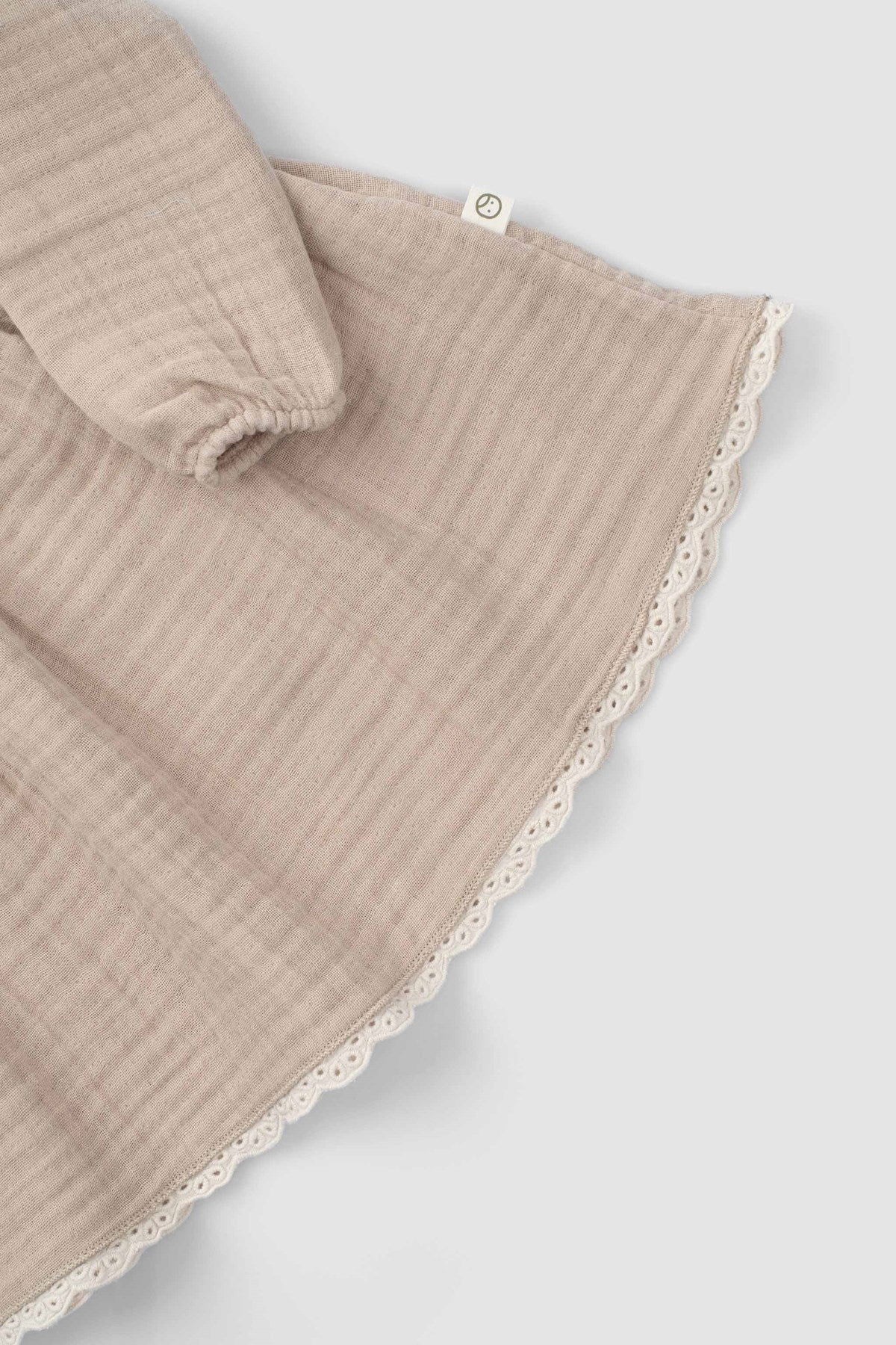 Organic Cotton Muslin Long-Sleeve Dress - Beige