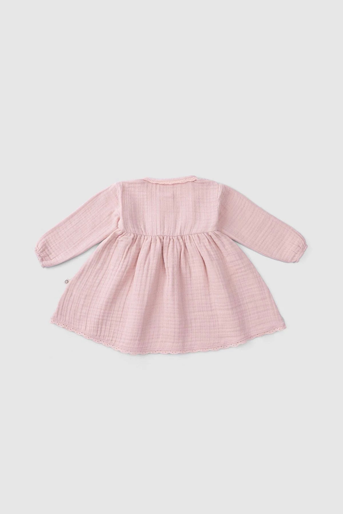 Organic Cotton Muslin Long-Sleeve Dress - Pink