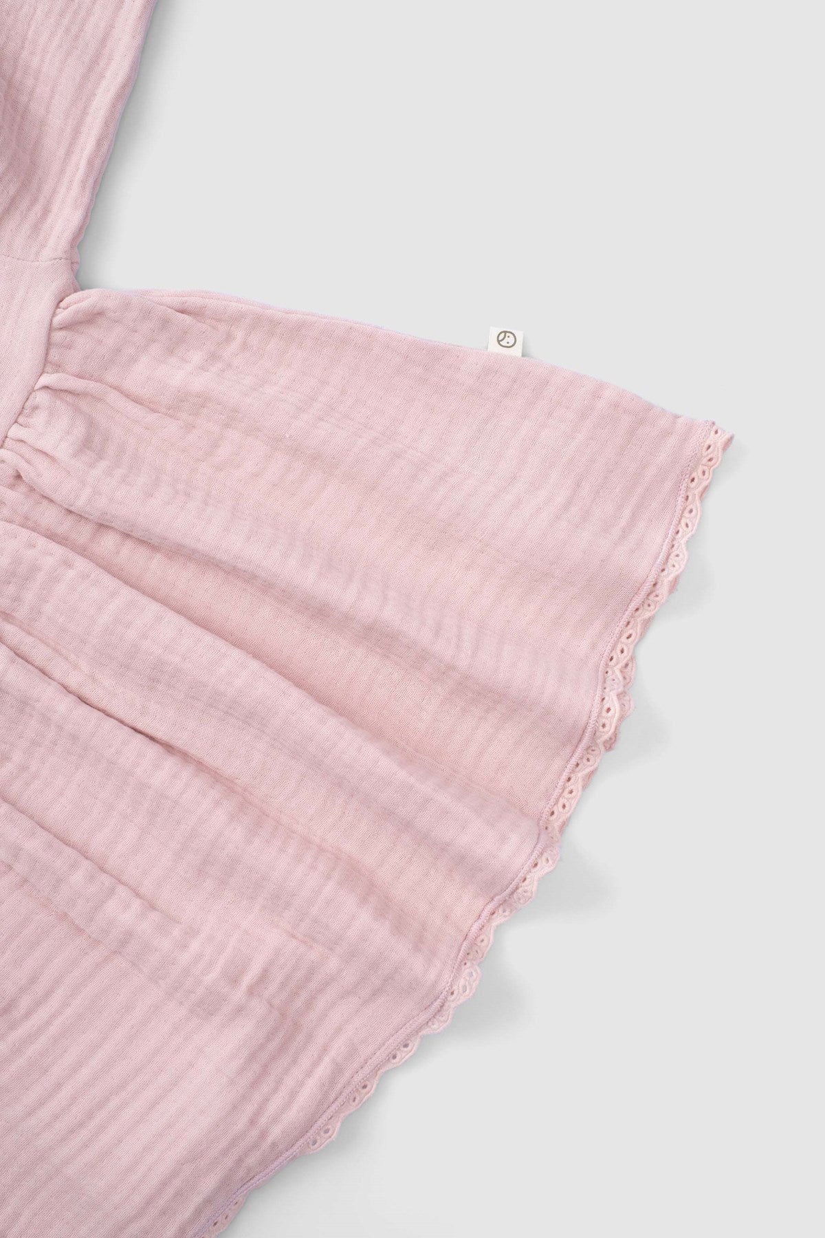 Organic Cotton Muslin Long-Sleeve Dress - Pink