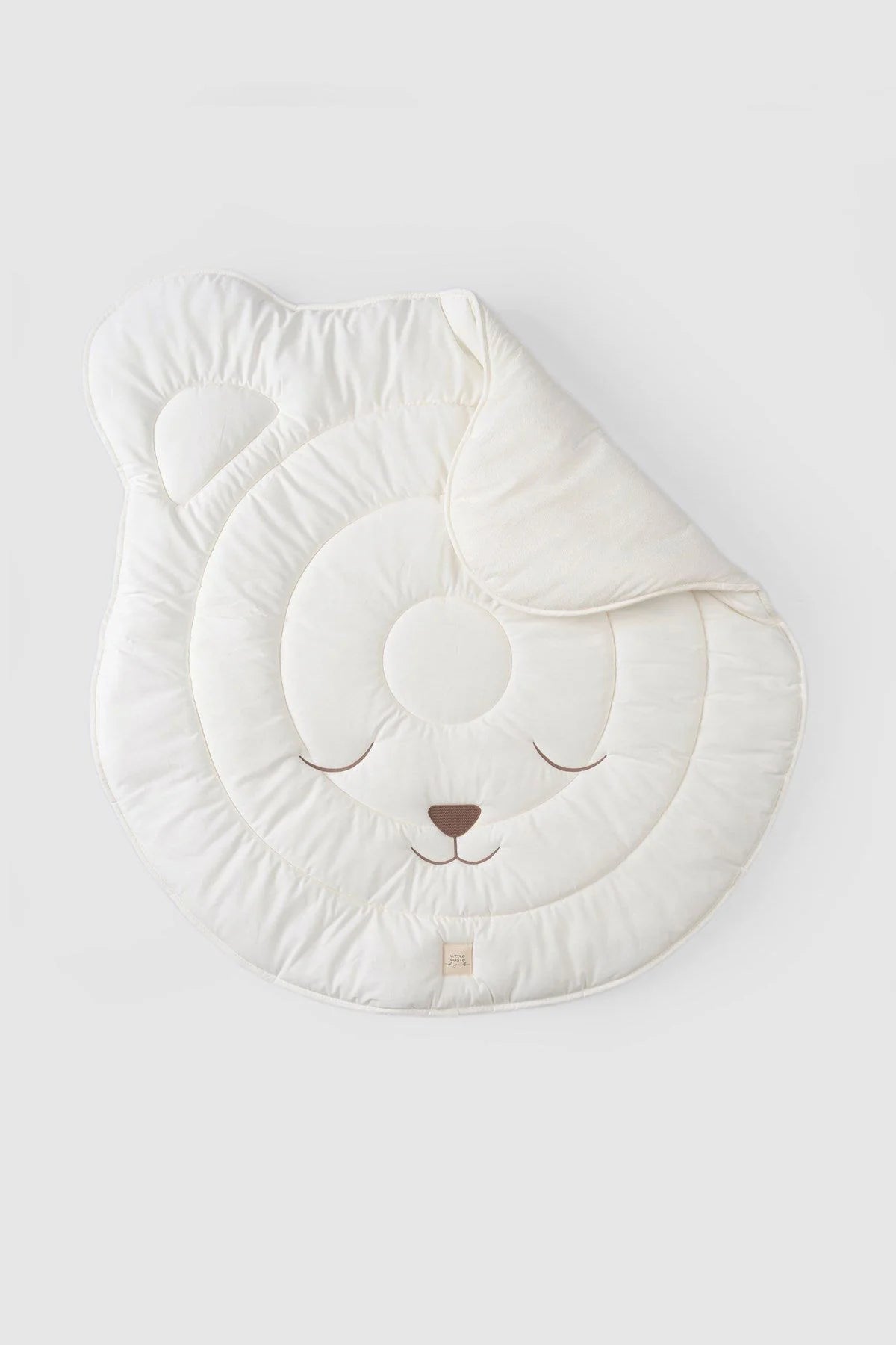 Round Crawling Cushion with Non-Slip Bottom - White Teddy Bear