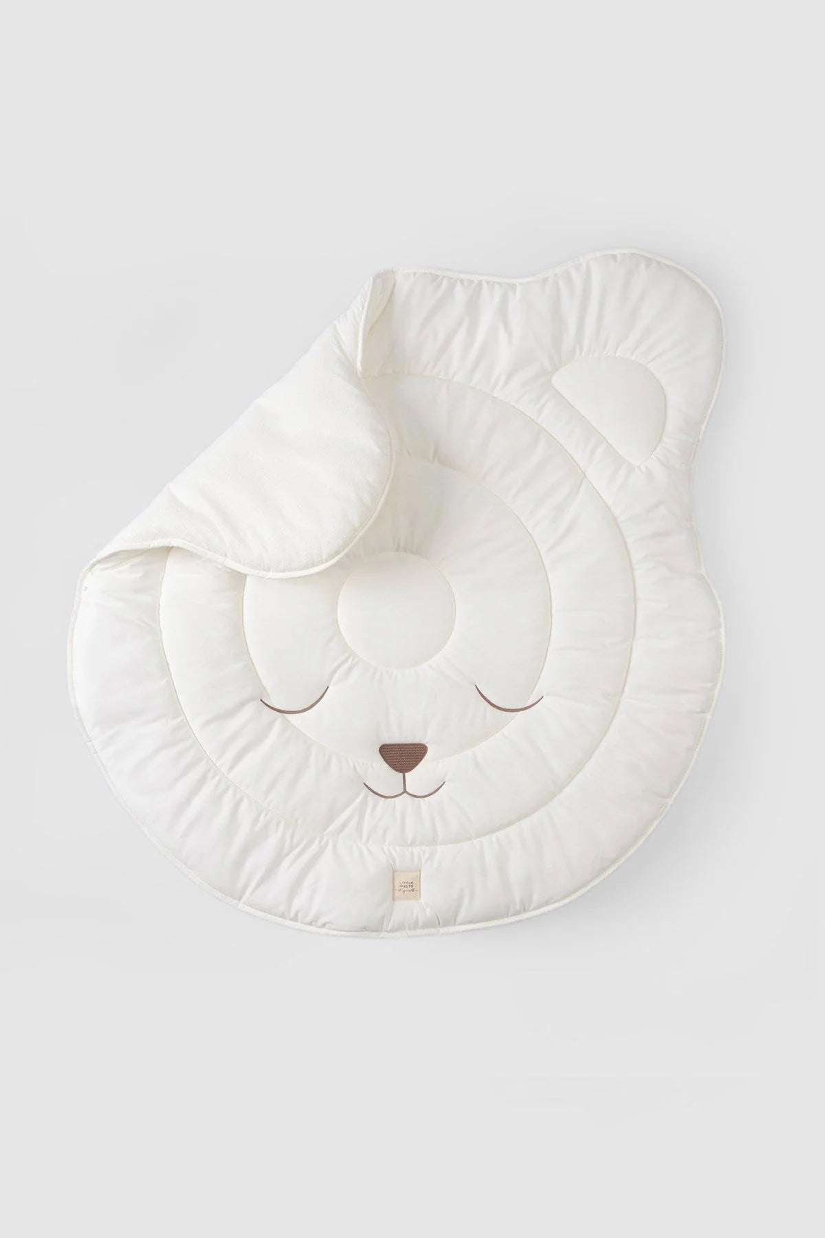Round Crawling Cushion with Non-Slip Bottom - White Teddy Bear