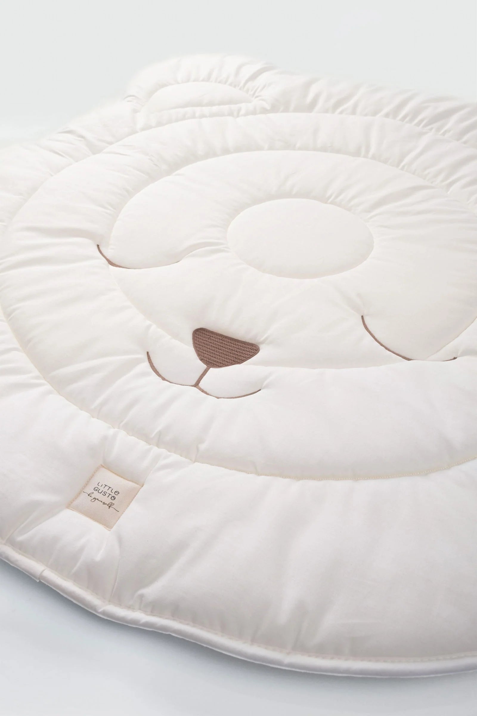 Round Crawling Cushion with Non-Slip Bottom - White Teddy Bear