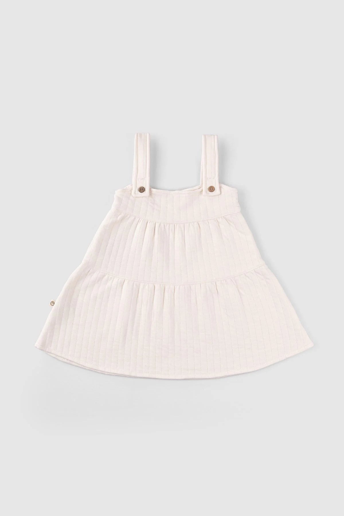 Organic Cotton Quilted Baby Gilet Dress - White
