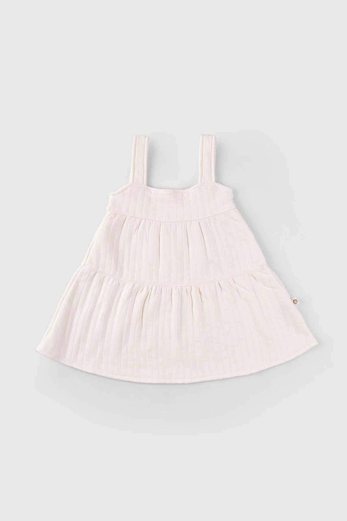 Organic Cotton Quilted Baby Gilet Dress - White