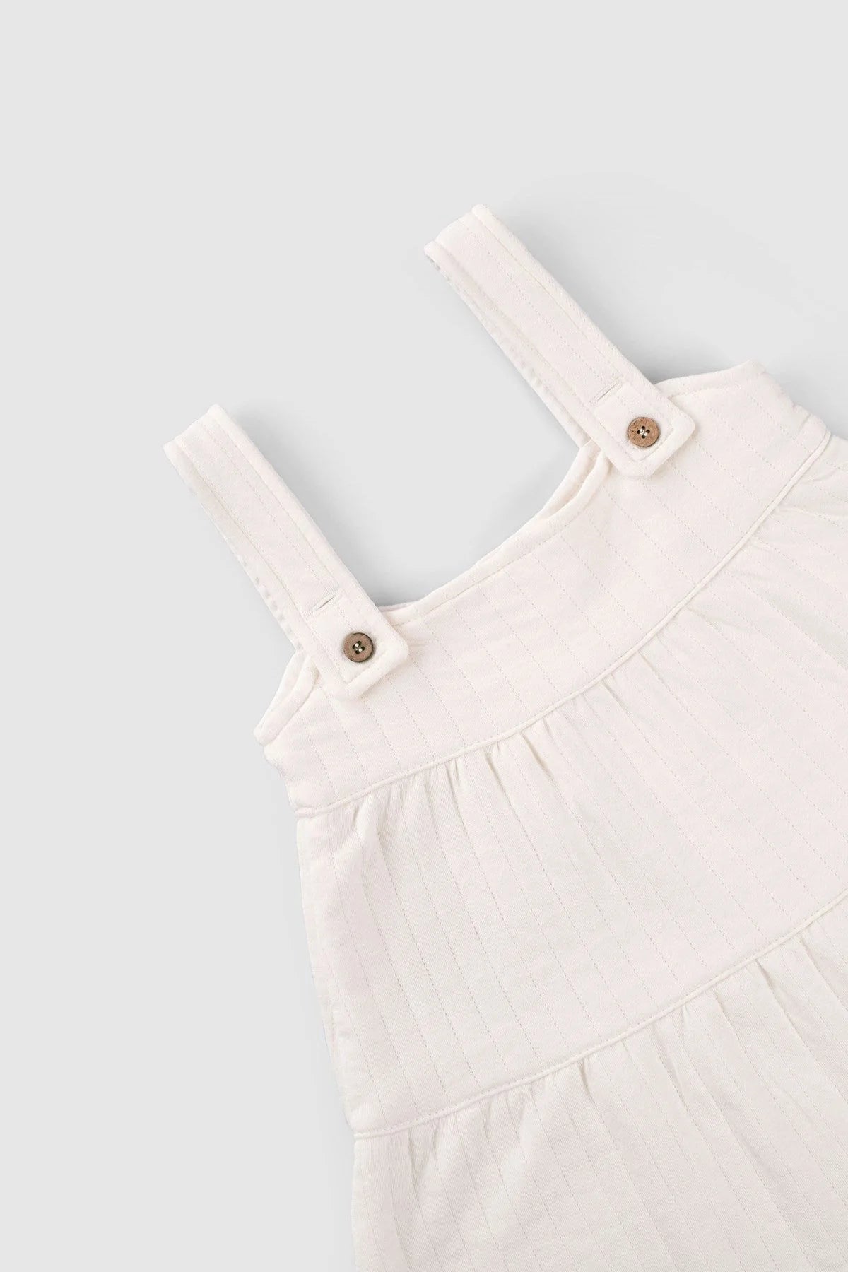 Organic Cotton Quilted Baby Gilet Dress - White