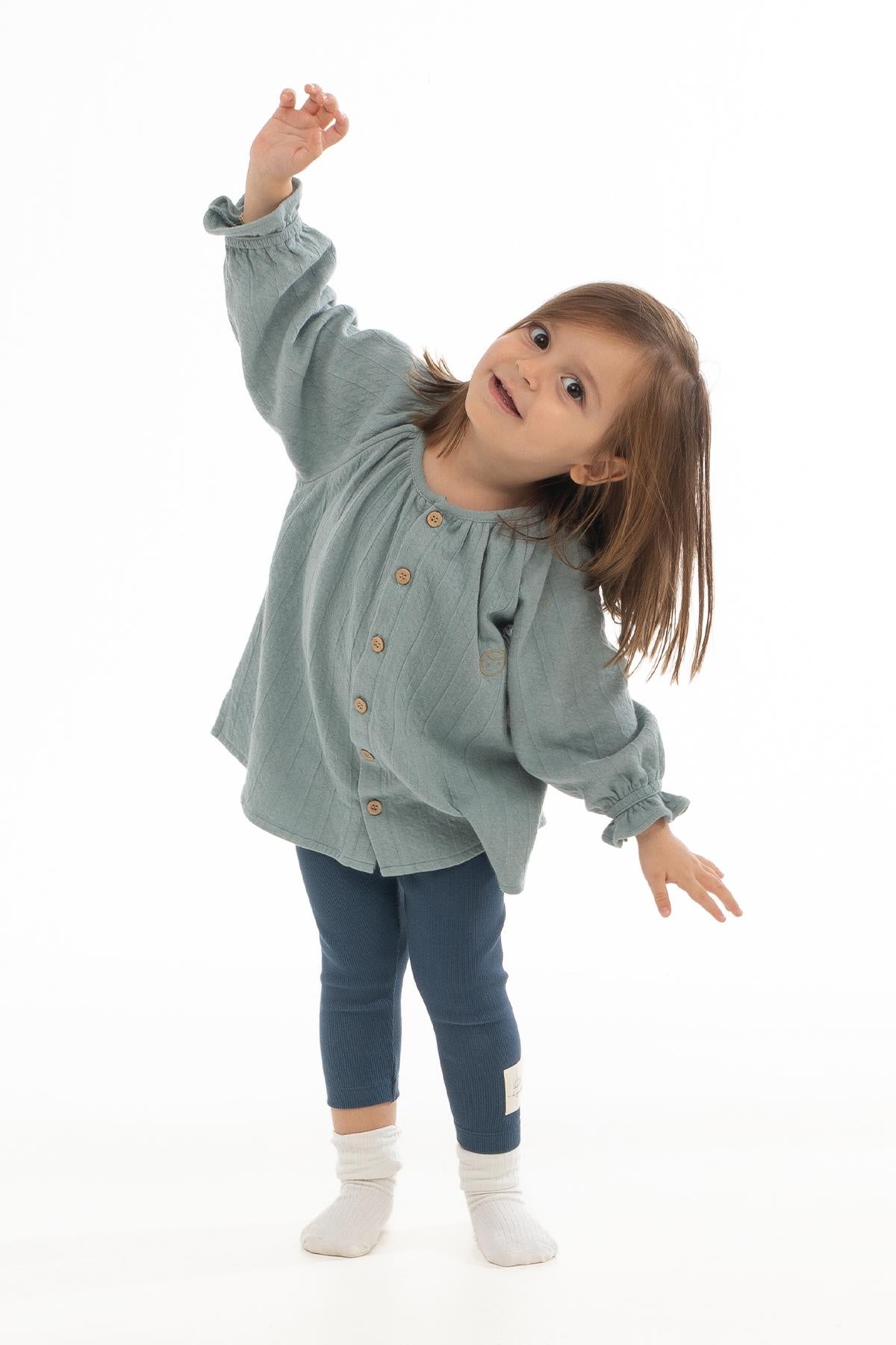 Organic Cotton Muslin Shirt for Kids in Blue - Soft and Breathable