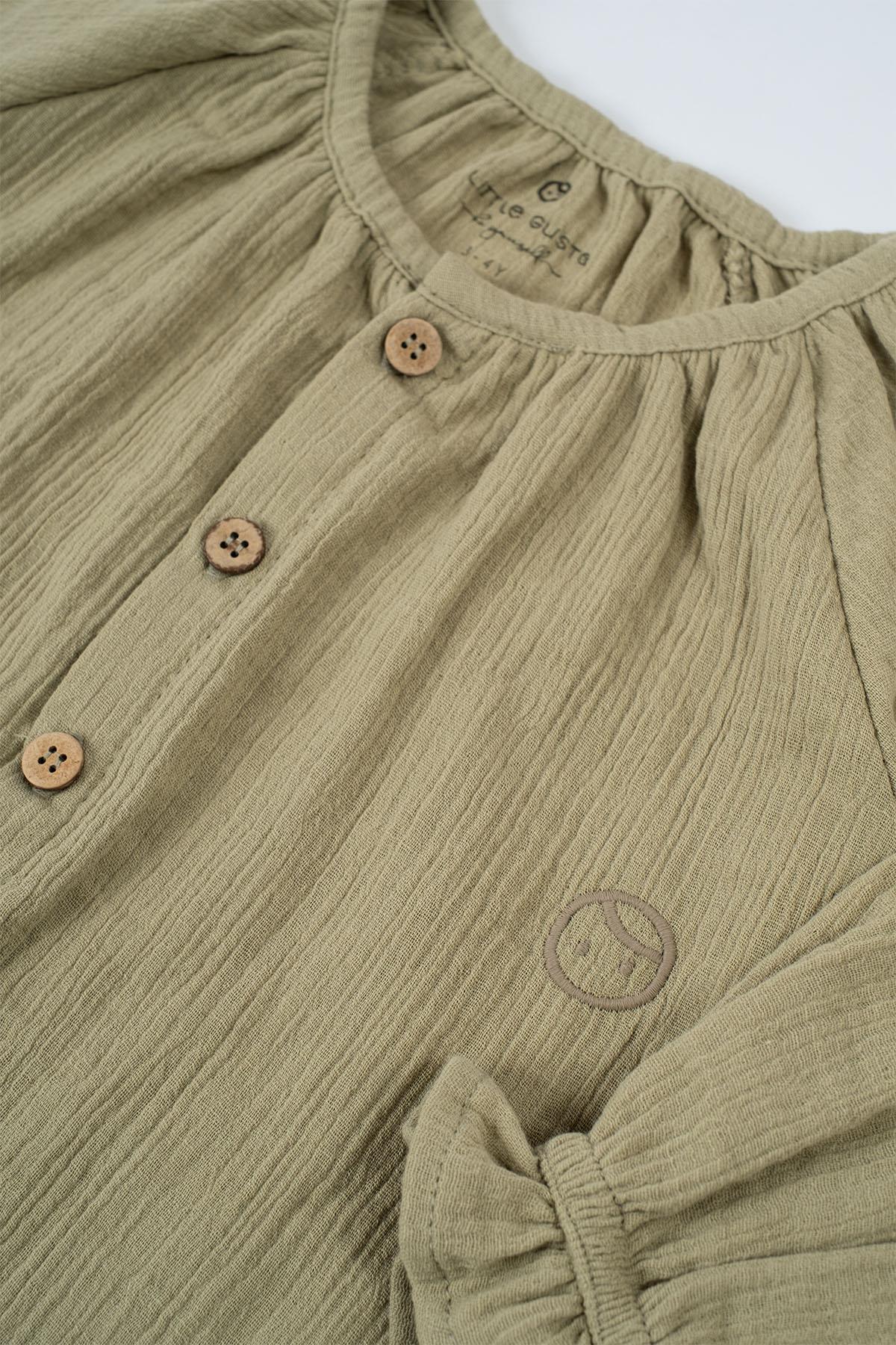 Organic Cotton Muslin Shirt - Khaki