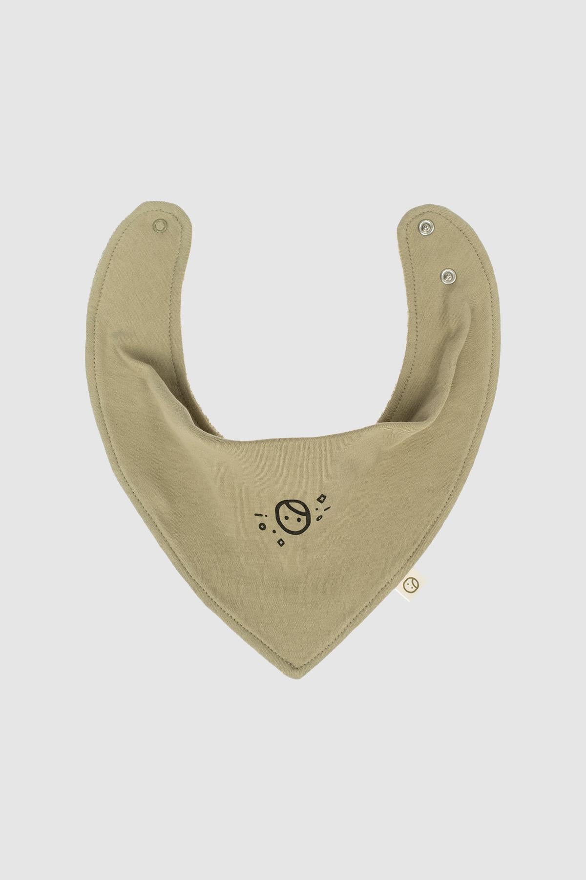 Liquid Proof Organic Cotton Scarf Bib with Gusto Pattern - Khaki | Soft & Stylish