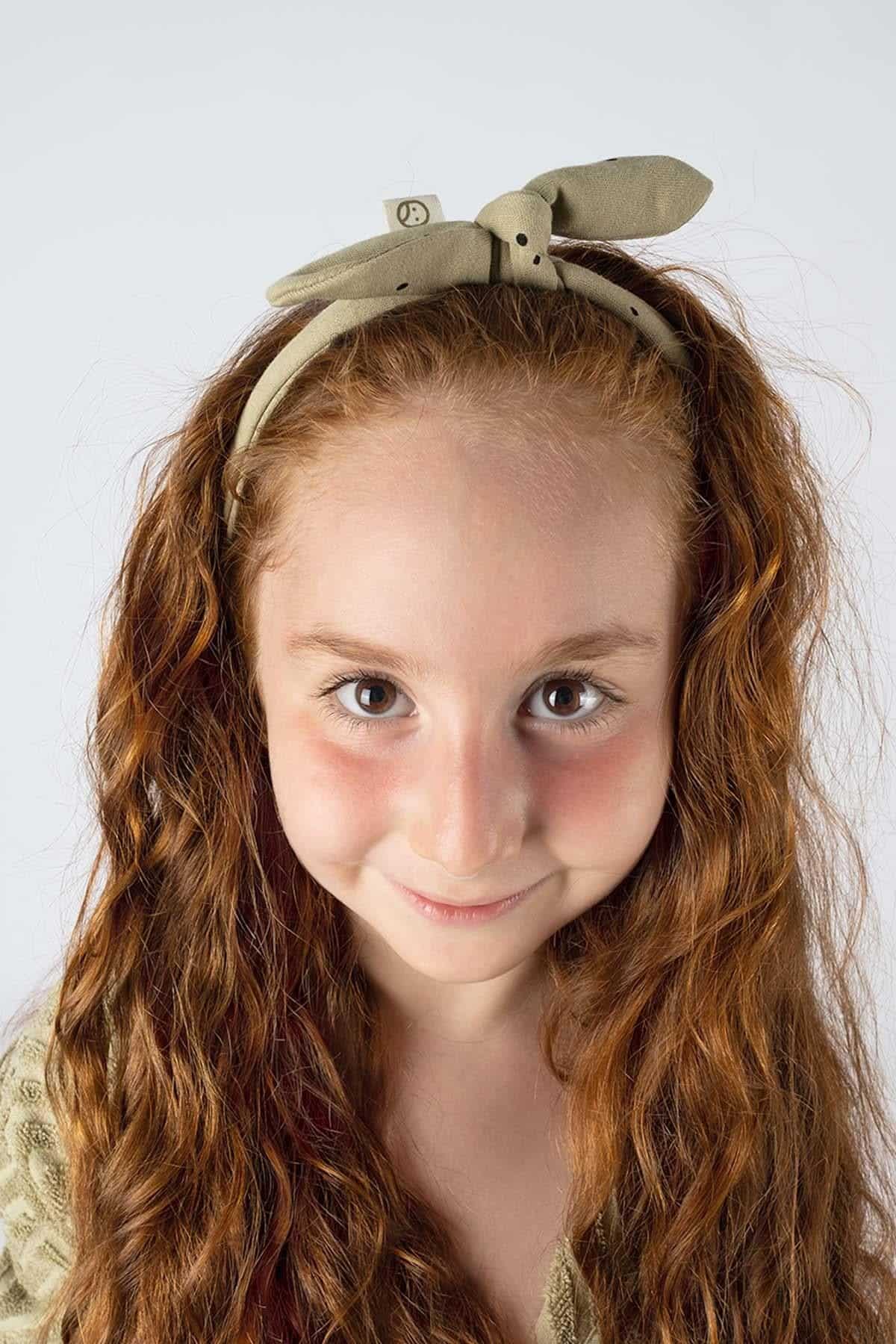 Organic Cotton Headband - Khaki Dots | Soft & Stylish