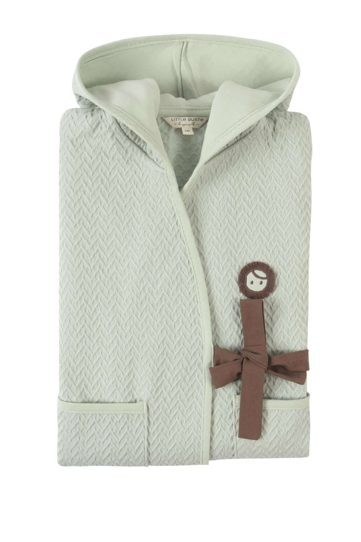 Kids' Organic Cotton Jacquard Bathrobe - Green | Soft & Eco-Friendly