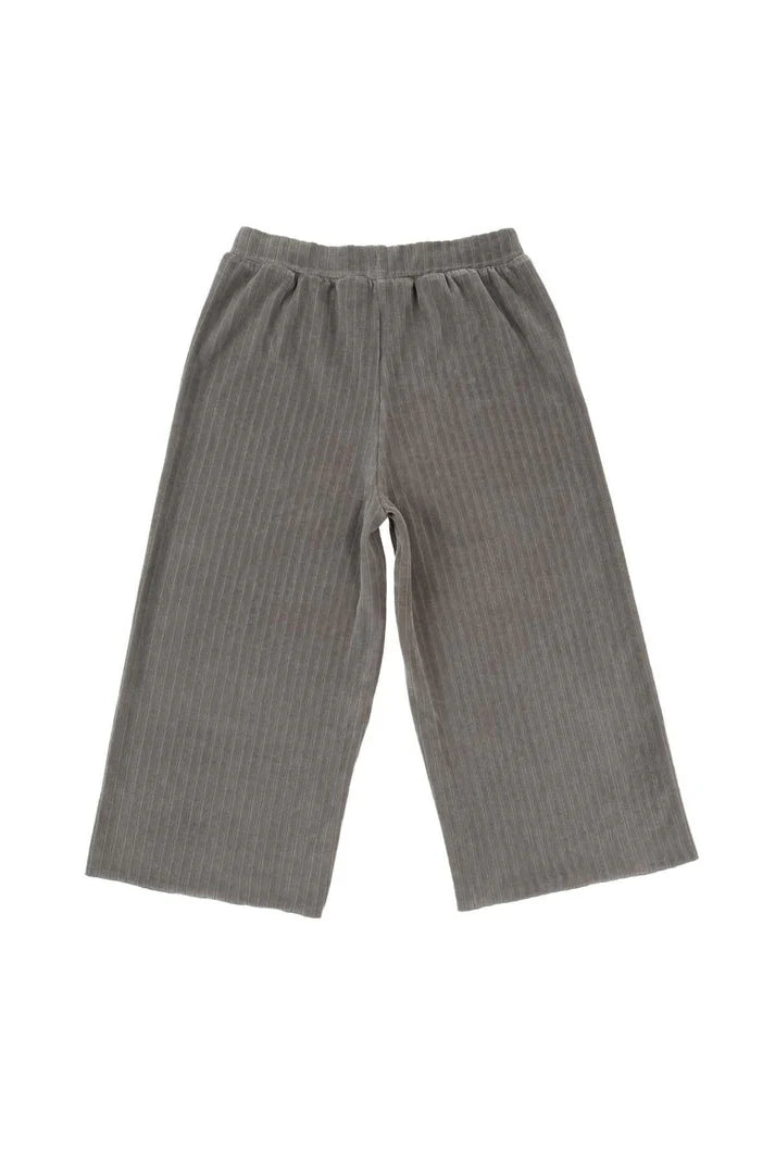 Grey Organic Cotton Velvet Palazzo Pants for Kids - Soft & Breathable