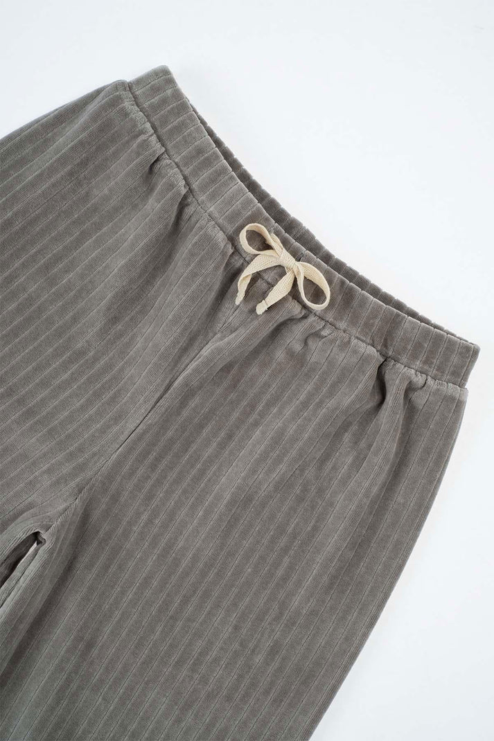 Grey Organic Cotton Velvet Palazzo Pants for Kids - Soft & Breathable