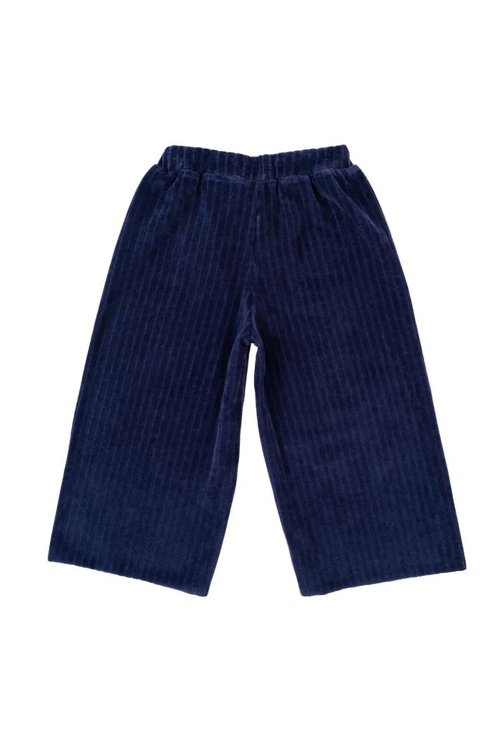 Organic Cotton Velvet Palazzo Blue Pants for Kids - Soft & Comfortable