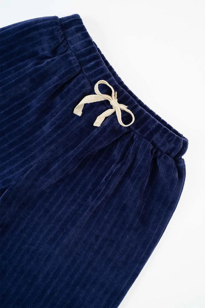 Organic Cotton Velvet Palazzo Blue Pants for Kids - Soft & Comfortable