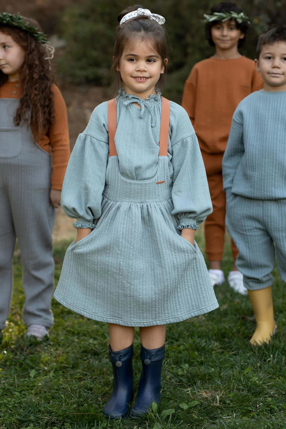 Quilted Gilet Dress - Blue