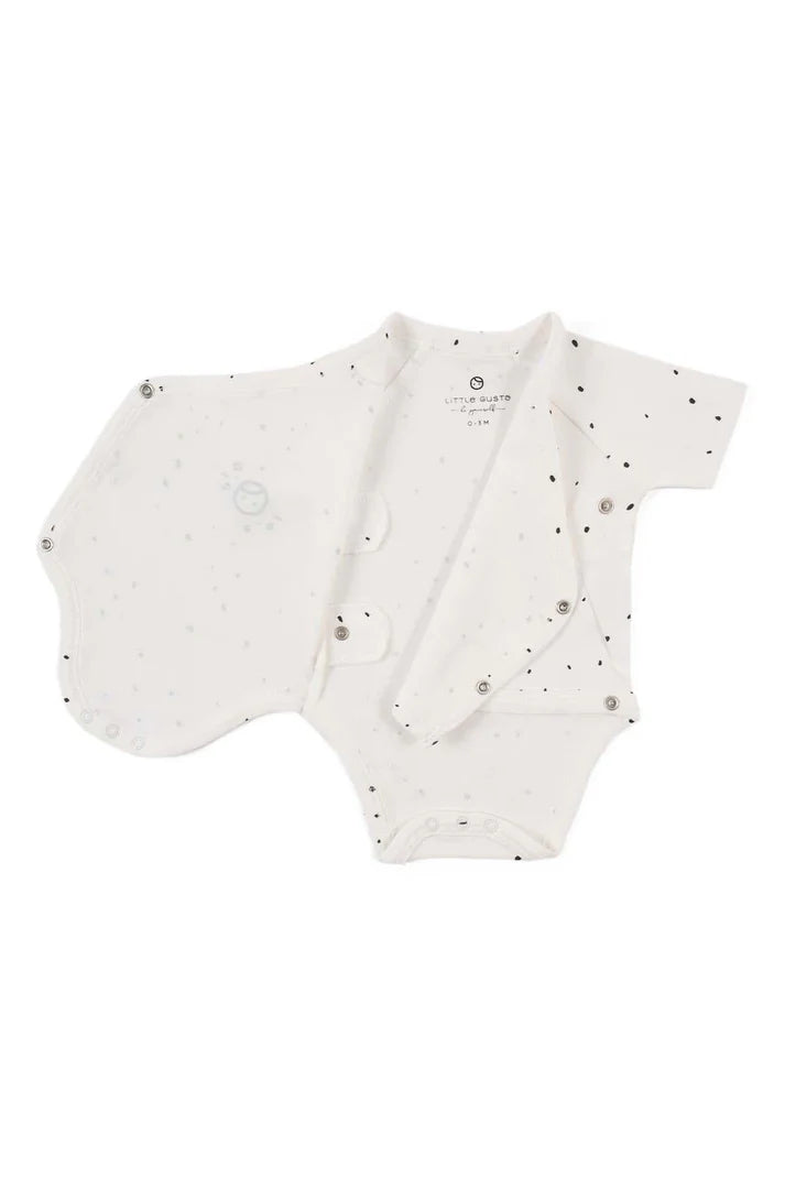 Organic Cotton Short Sleeve Bodysuit - Cosmos White