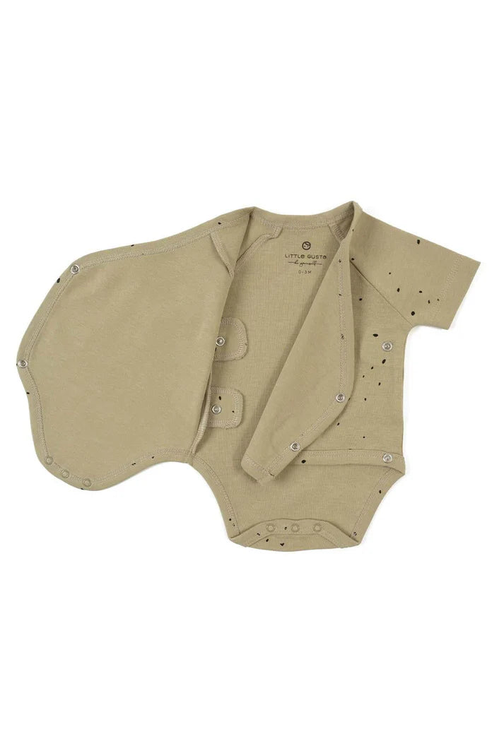 Organic Cotton Short Sleeve Bodysuit - Cosmos Khaki