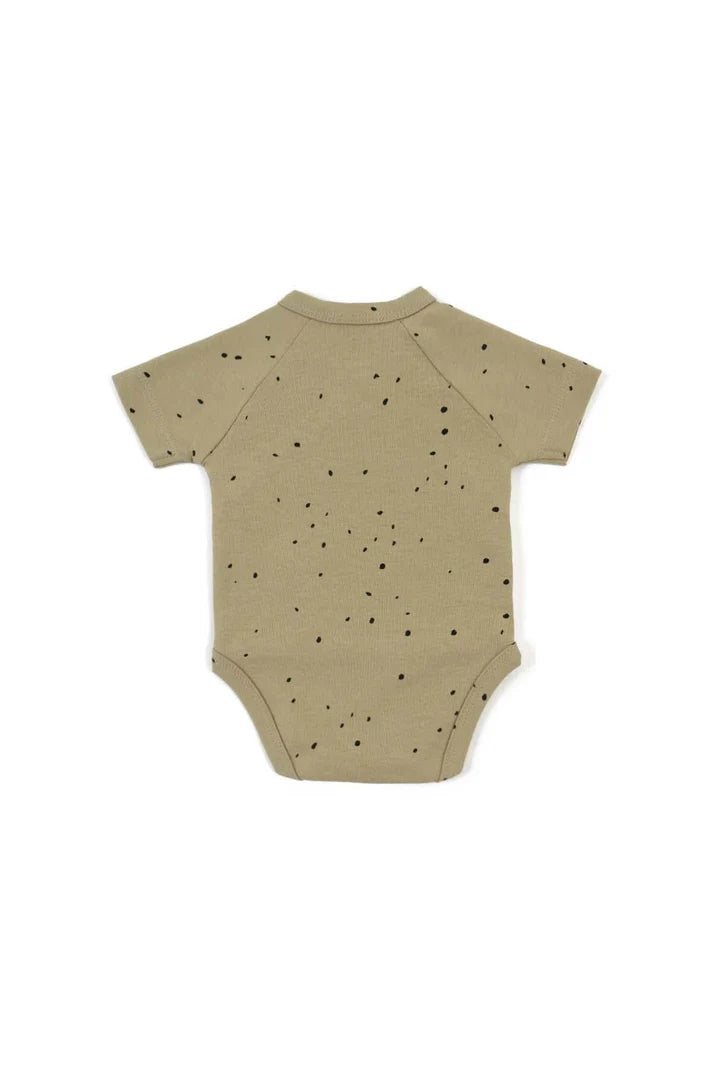 Organic Cotton Short Sleeve Bodysuit - Cosmos Khaki