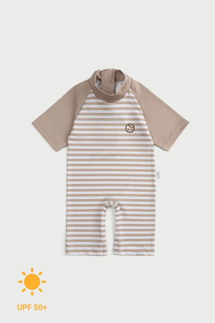 Brown Line Baby Swimsuit ( UV Protection )