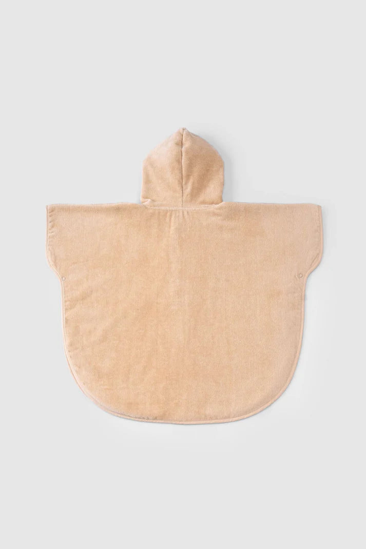 Organic Cotton Bear Towel Poncho - Beige