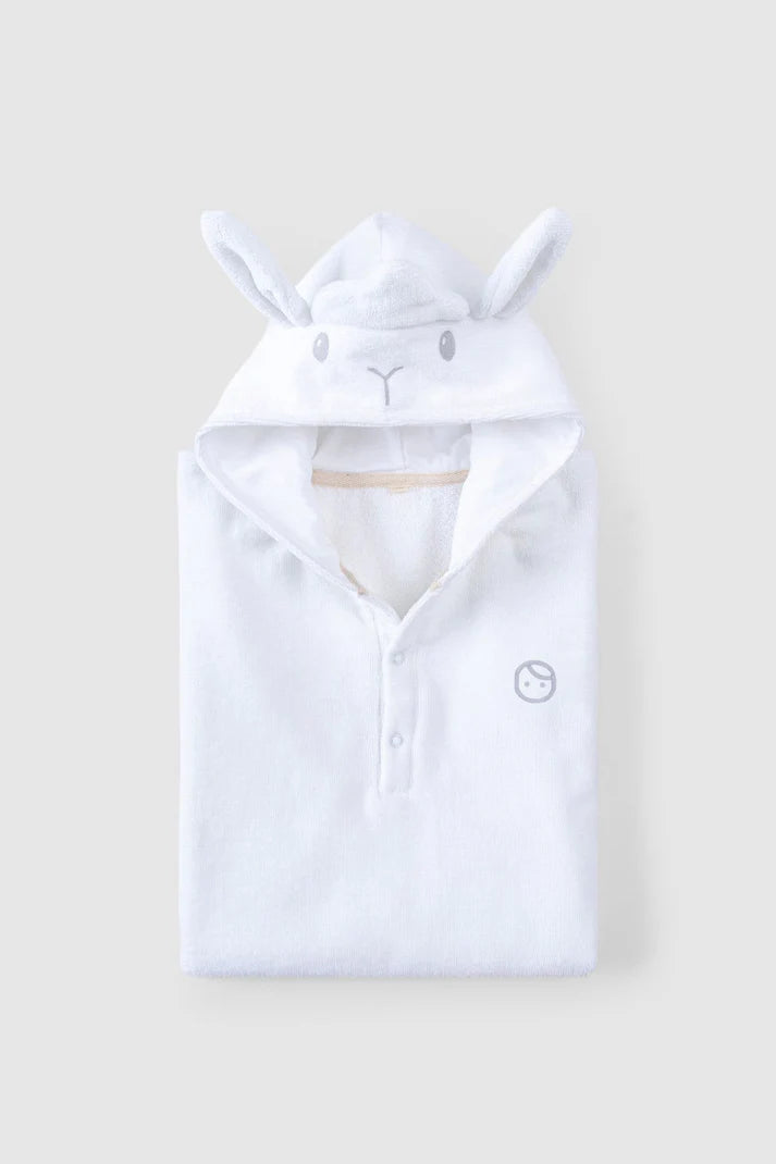 Organic Cotton Lamb Towel Poncho - White
