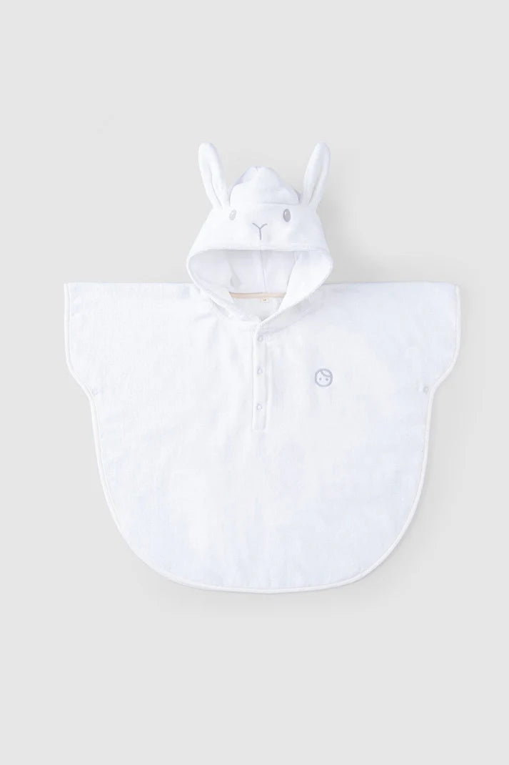 Organic Cotton Lamb Towel Poncho - White