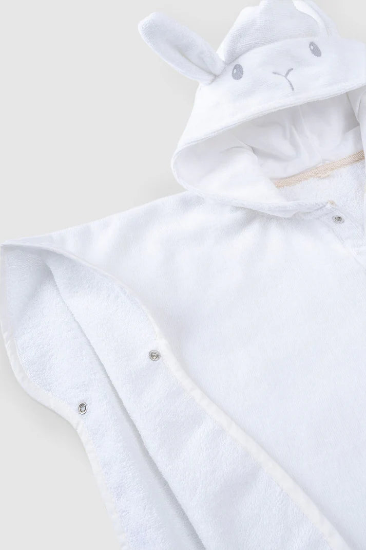 Organic Cotton Lamb Towel Poncho - White