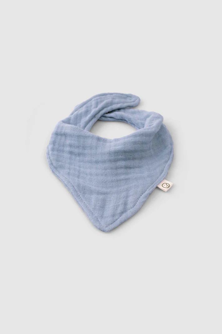 Organic Cotton Muslin Bandana Bib - Blue
