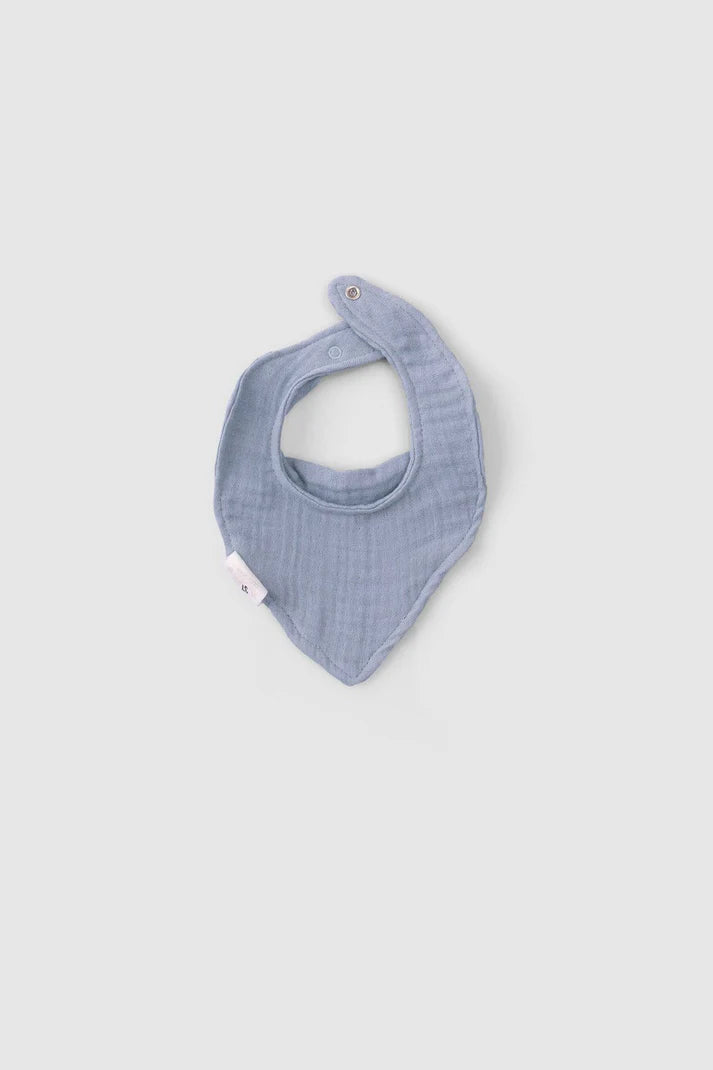 Organic Cotton Muslin Bandana Bib - Blue