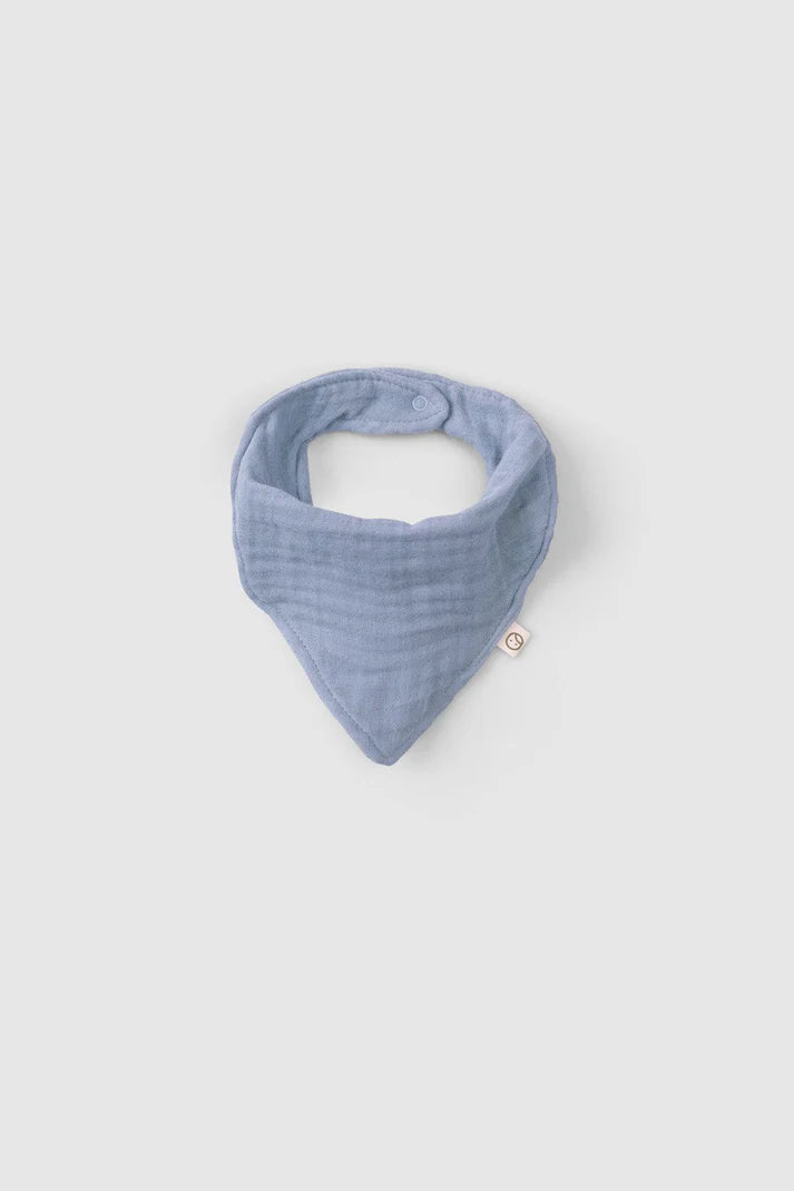 Organic Cotton Muslin Bandana Bib - Blue