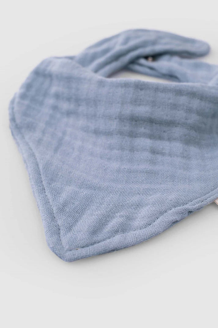 Organic Cotton Muslin Bandana Bib - Blue
