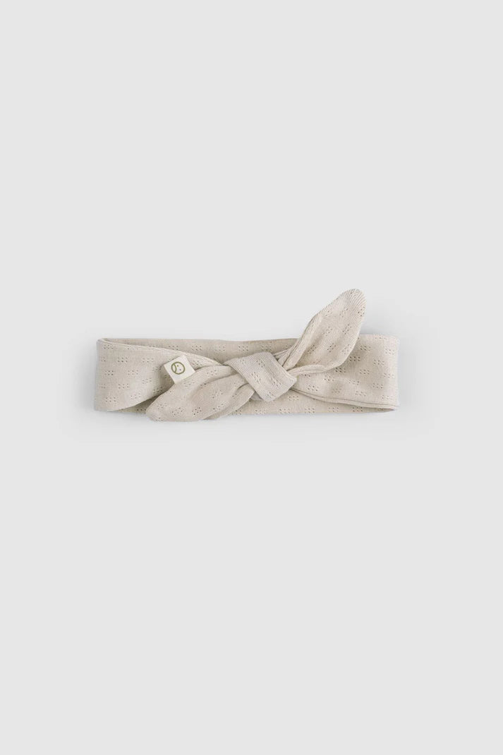 Organic Cotton Pointelle Headband - Beige