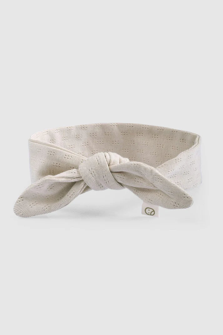 Organic Cotton Pointelle Headband - Beige