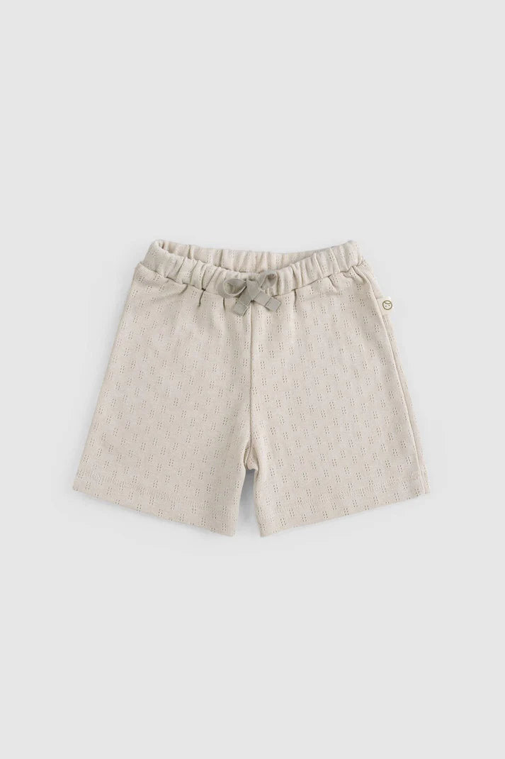 Organic Cotton Pointelle Baby Shorts Set - Beige