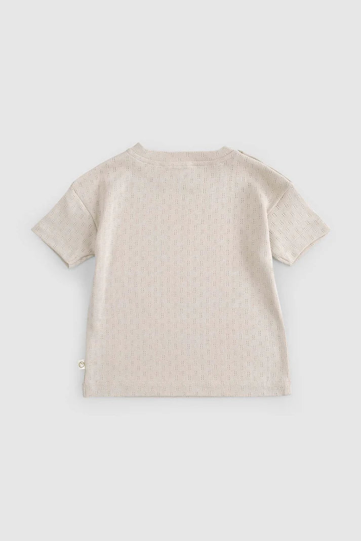 Organic Cotton Pointelle Baby Shorts Set - Beige