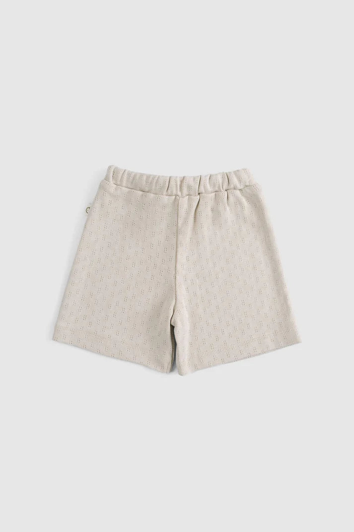 Organic Cotton Pointelle Baby Shorts Set - Beige