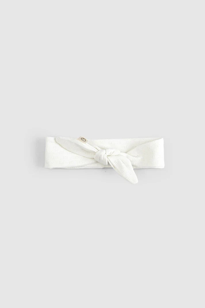Organic Cotton Pointelle Headband - White