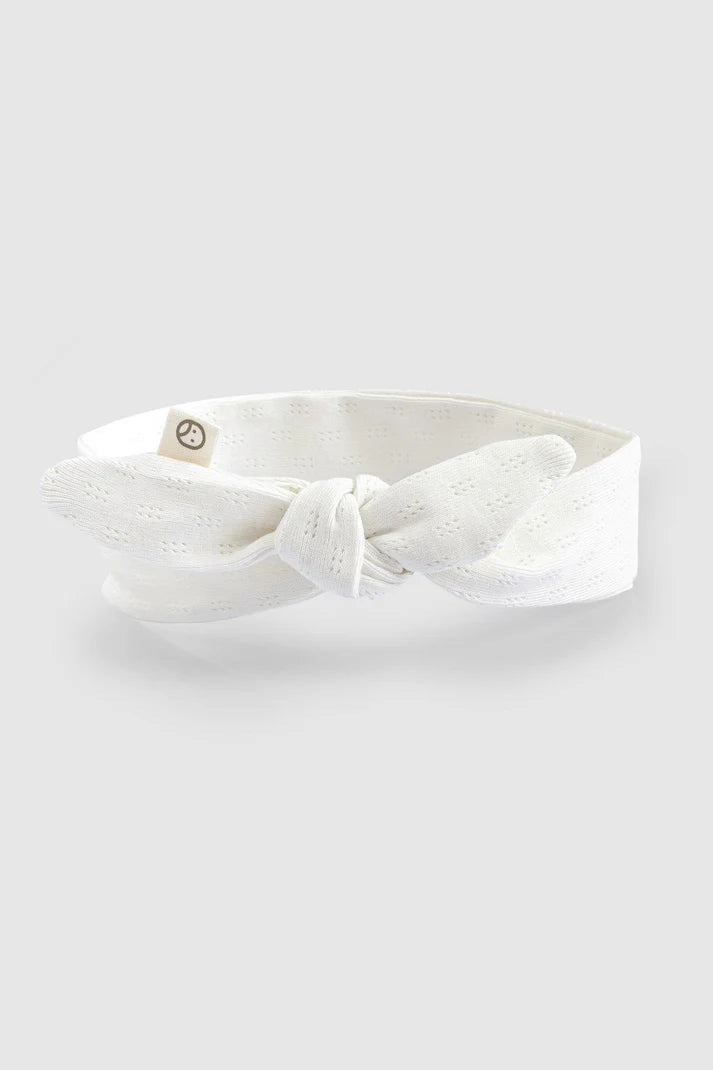 Organic Cotton Pointelle Headband - White