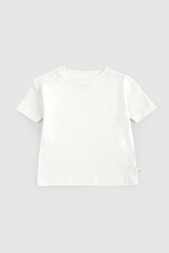 Organic Cotton Pointelle Baby Shorts Set - White